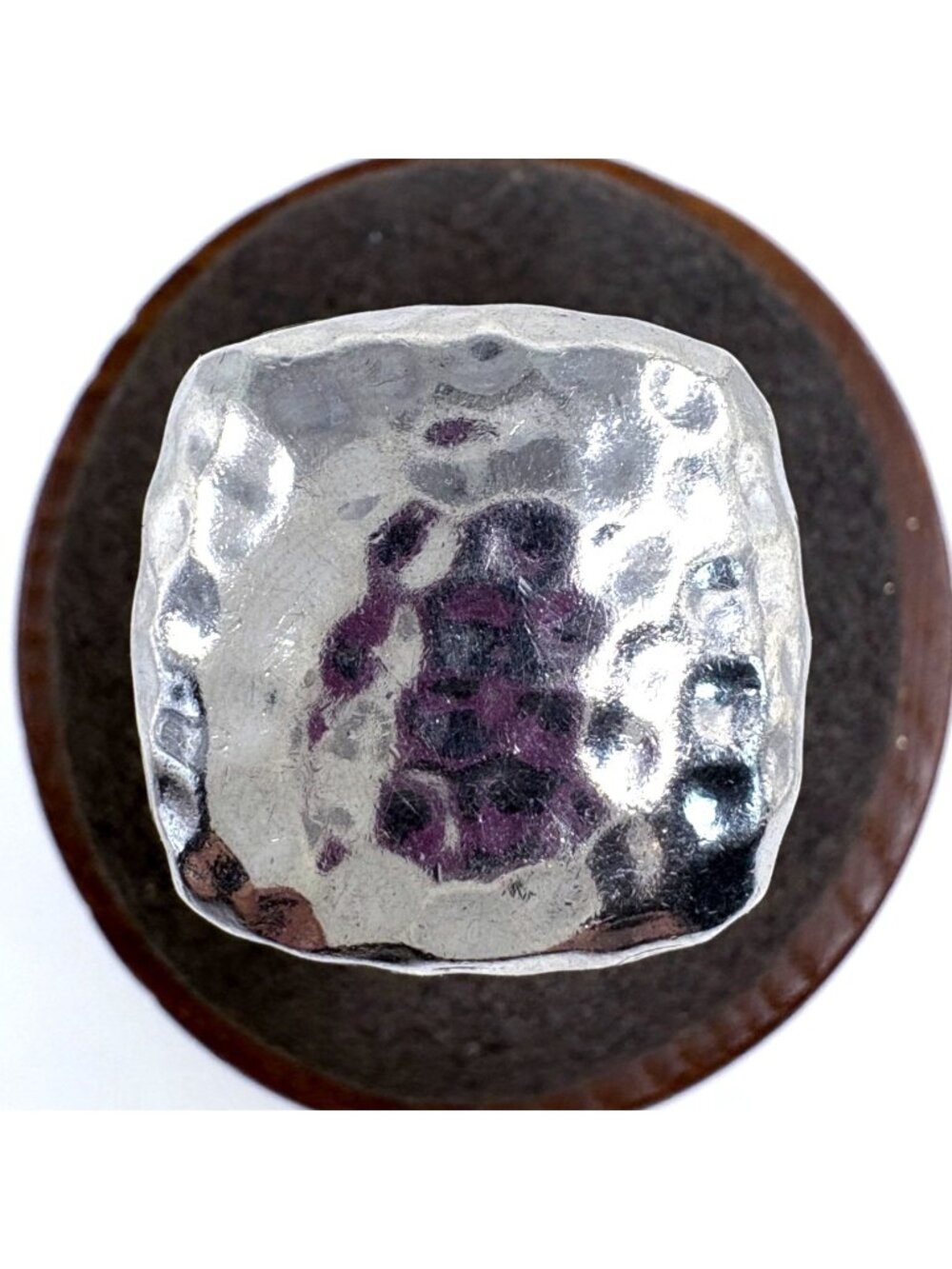 VTG Solid Sterling Silver 925 Modernist Hammered Finish Ring Size 6.5 Fit